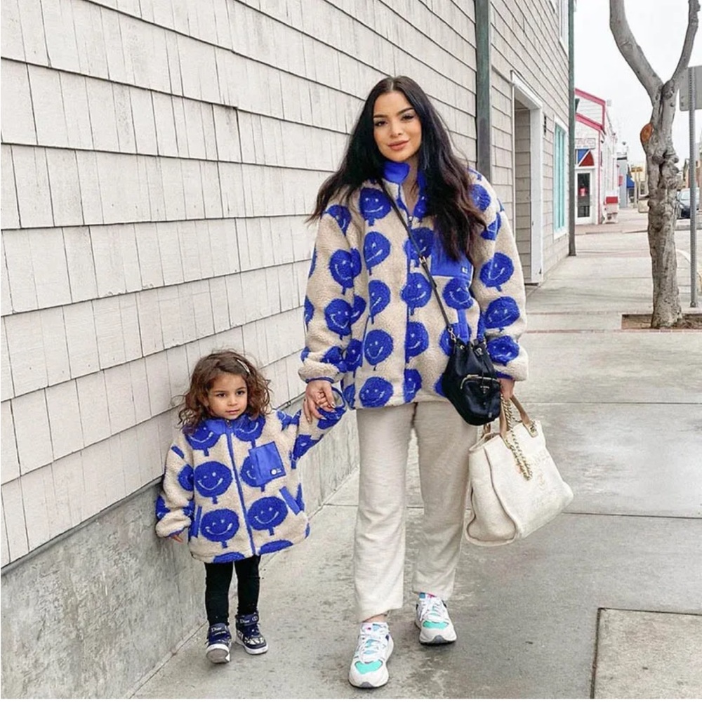 Smiley oversized fleece coat